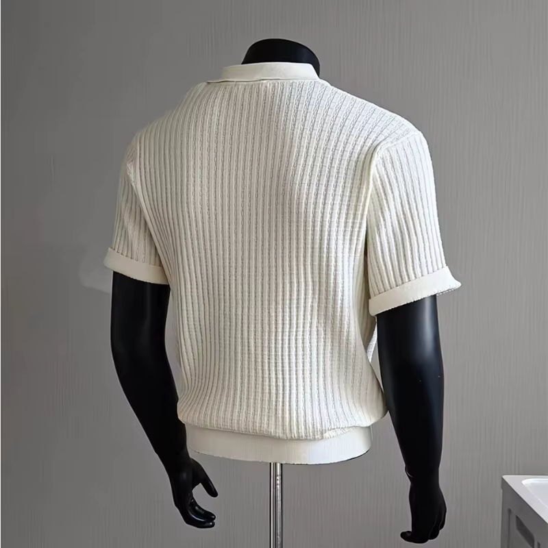 Polo à manches courtes en tricot côtelé pour hommes