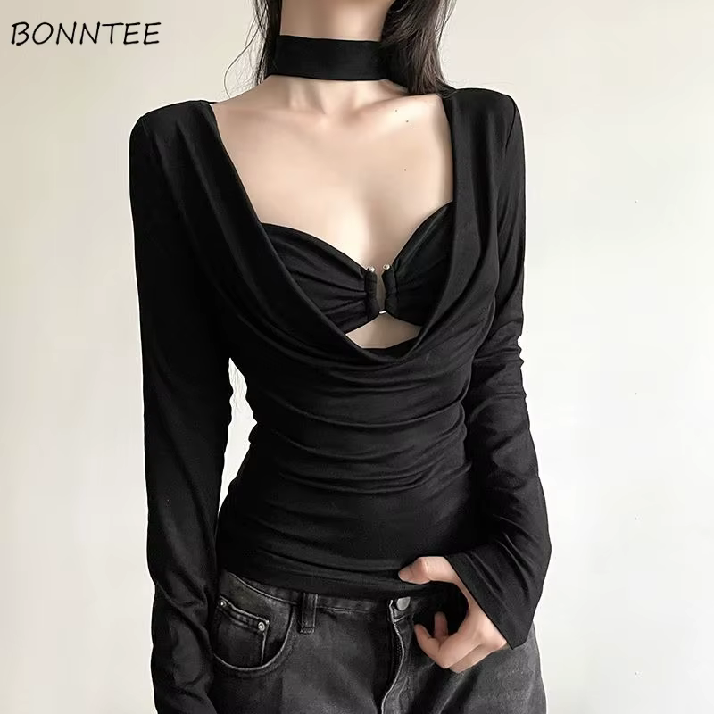 Y-Ulzzang-T-shirt à manches longues pour femmes