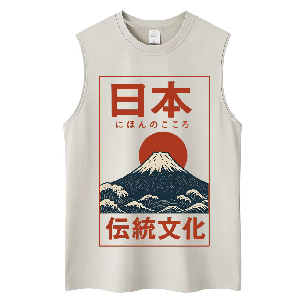 Débardeurs en coton lavé style Ramen Japonais de Tokyo pour hommes et femmes