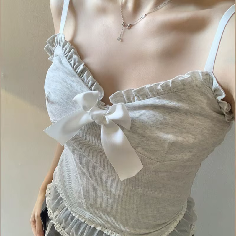 Kawaii débardeur femmes blanc dentelle Camisole Sexy Chic