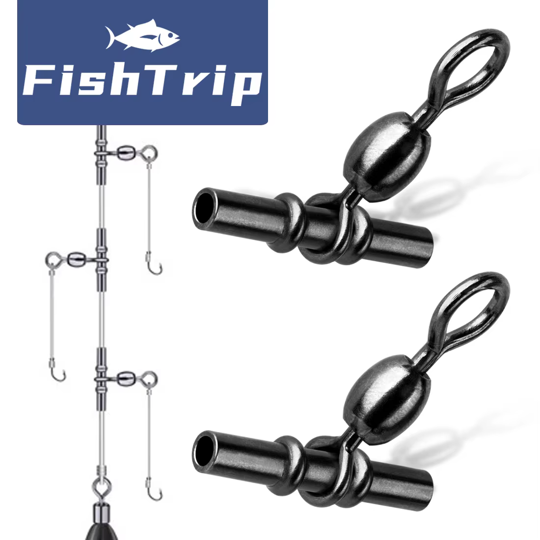 15 pièces manchon pivotant à ligne croisée émerillons de pêche à 3 voies en forme de T