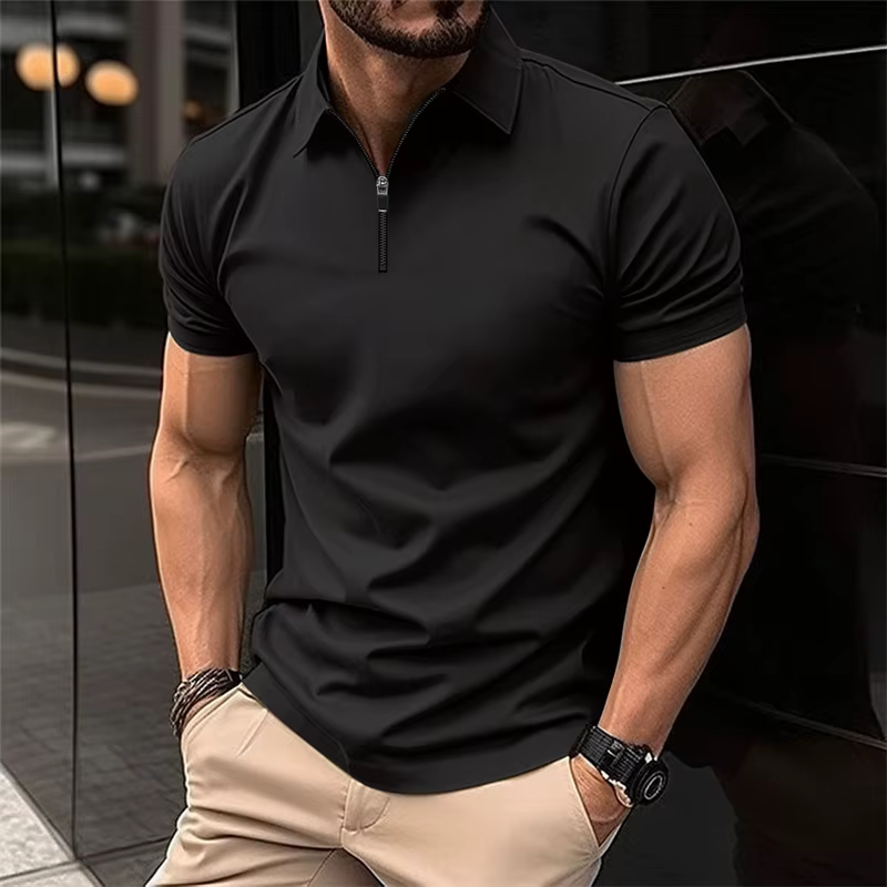 Polo élégant à col demi-zip pour hommes