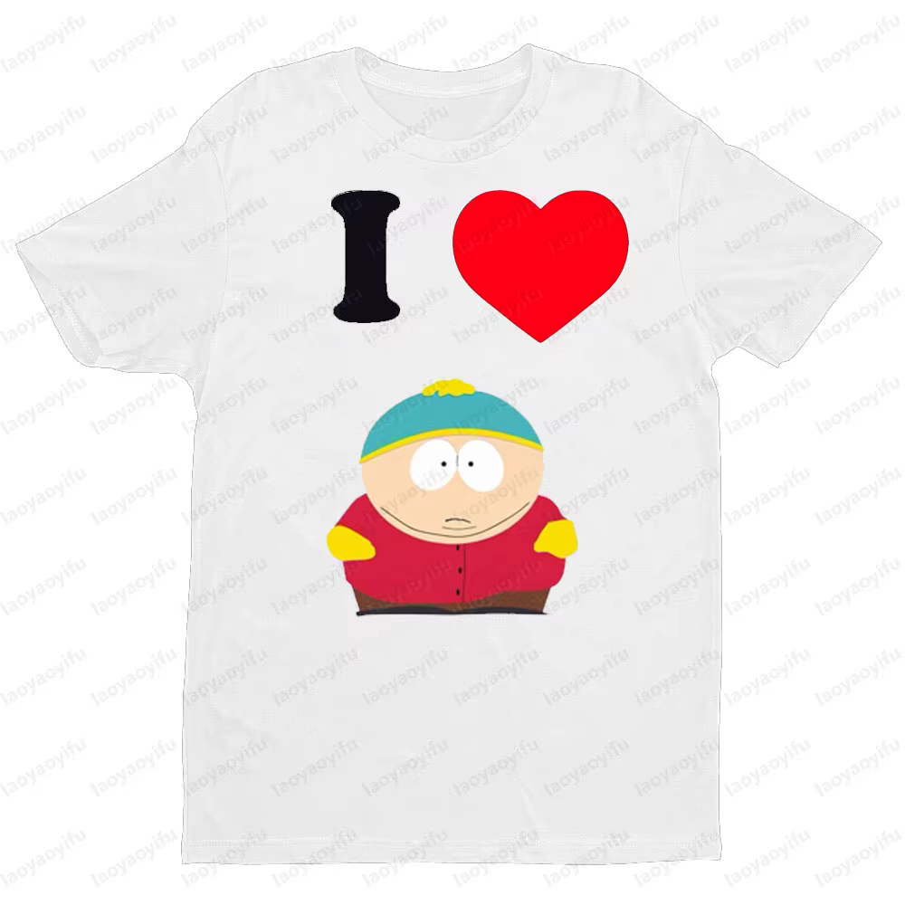 South Park thème I coeur rôle graphique imprimé T-shirt hommes femmes universel décontracté col rond manches courtes
