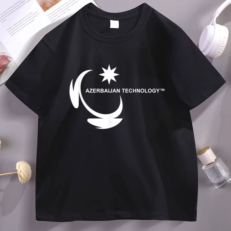 T-shirt Meme Technologie Azerbaïdjan en coton à manches courtes
