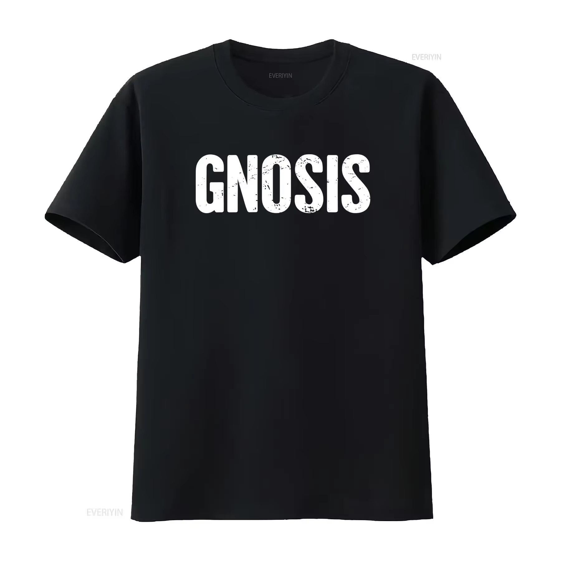 T-shirt Gnostique Effet Vieilli – Gnosticisme Gnosis – Haut Unisexe Respirant Lavé Style Vintage pour Usage Quotidien Polyvalent et Décontracté