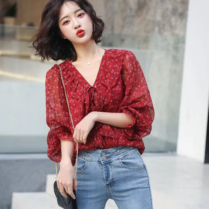 Mousseline de soie femme haut chemises et chemisiers floraux pour femmes nouveau Streetwear été 2025 nouveautés mode élégante Promotion chaude Xxl jeunesse