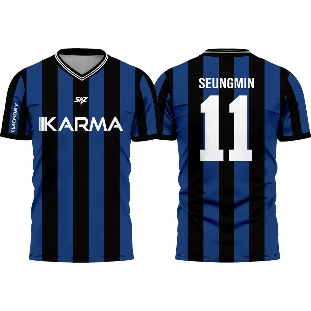 Karma SKZ Hyunjin 04 Maillot de football 3D à séchage rapide pour hommes et femmes