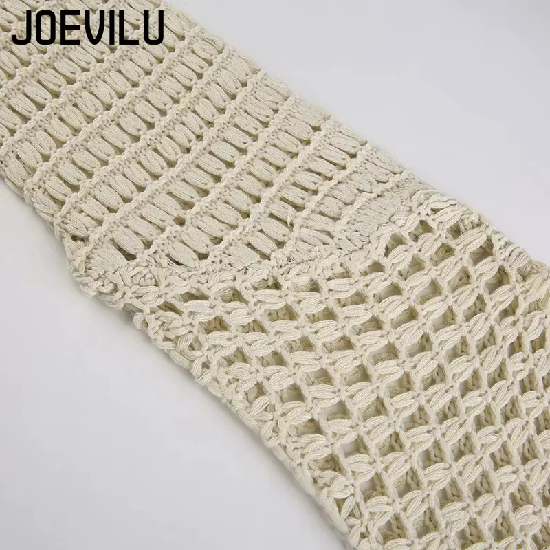 Haut court ajouré en tricot au Crochet pour femmes