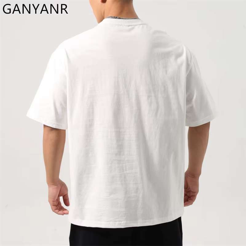 GANYANR T-shirt de course pour hommes vêtements de golf d'été Fitness actif à manches courtes musculation gymnase