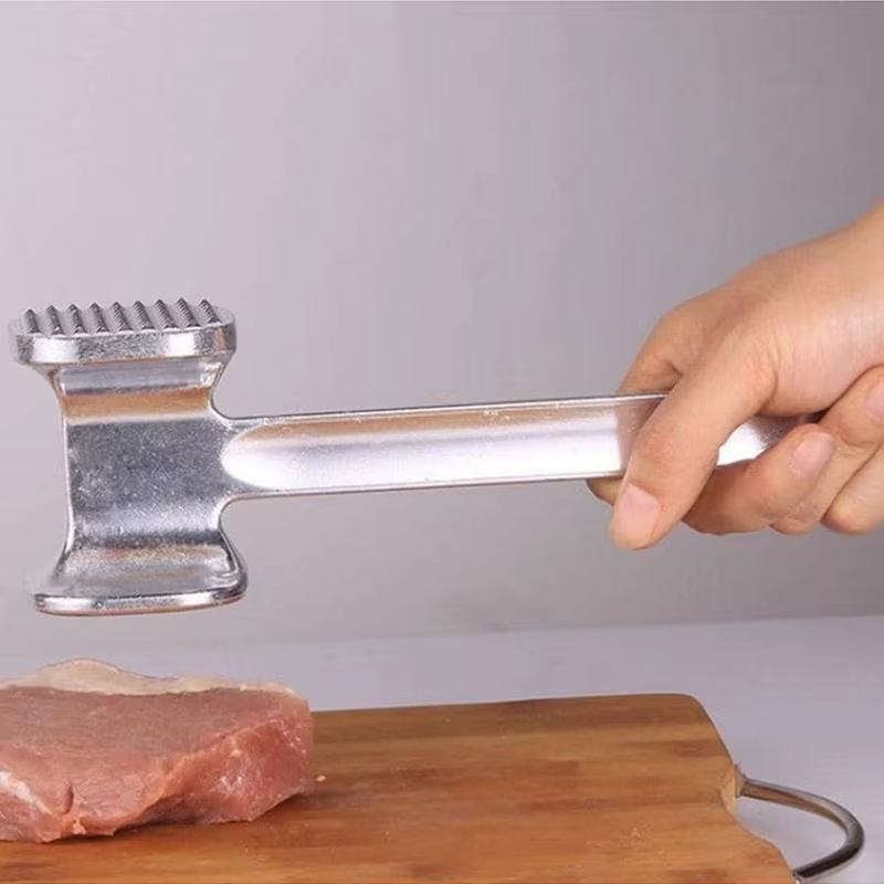 Marteau à viande double face en acier inoxydable, marteau à steak domestique, marteau à viande tendre, outils à main créatifs de cuisine, TMZ