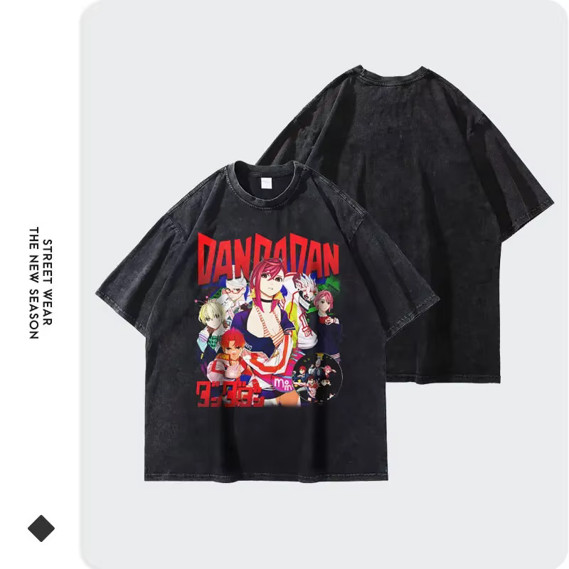 T-shirt Anime Dan-da-dan Vintage Lavé Dan Da Streetwear Manga Ayase Momo Takakura Ken Dan Tops Tees Homme 100% Coton