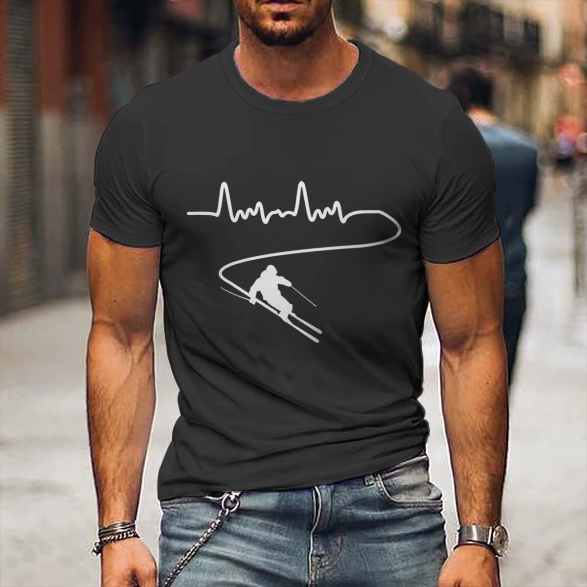 T-shirt lumineux pour homme à motif graphique Cœur battant