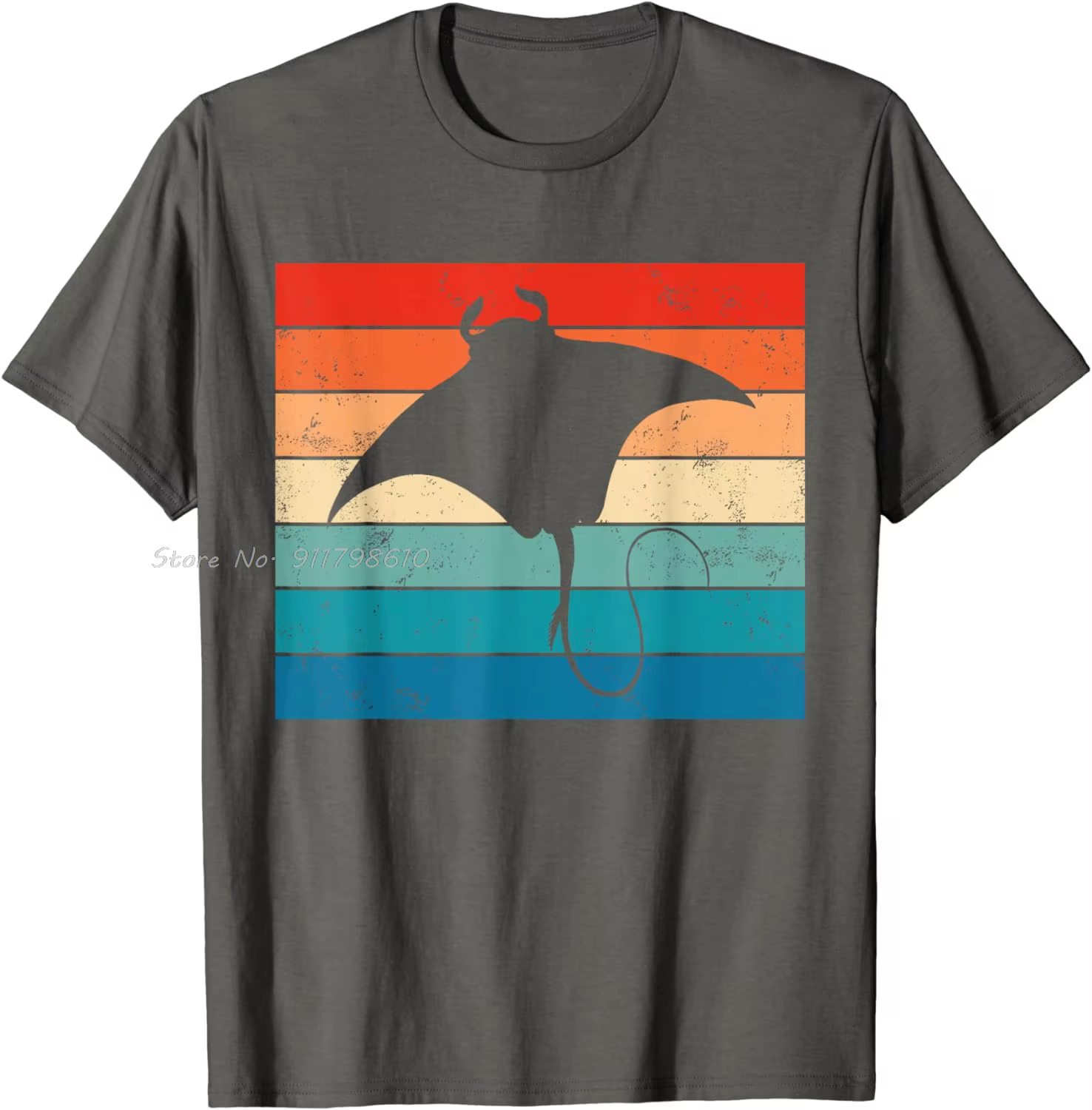 T-shirt en coton nouveau Animal marin plongée sous-marine Stingray rétro Manta Ray unisexe hauts t-shirts été vêtements