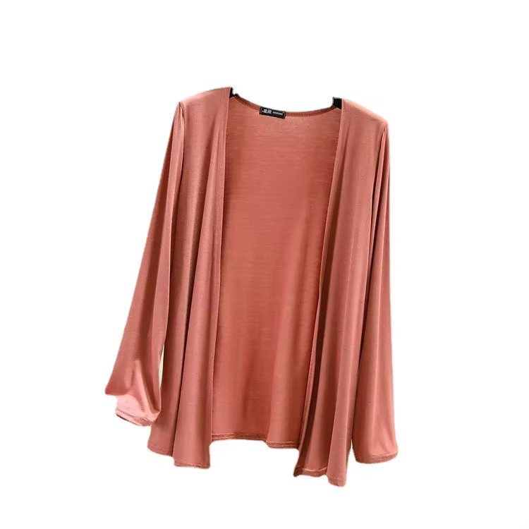 Nouvelle offre spéciale de la saison femmes à manches longues Modal coton coupe ajustée veste légère Cardigan ouvert printemps été mince vêtements d'extérieur Air