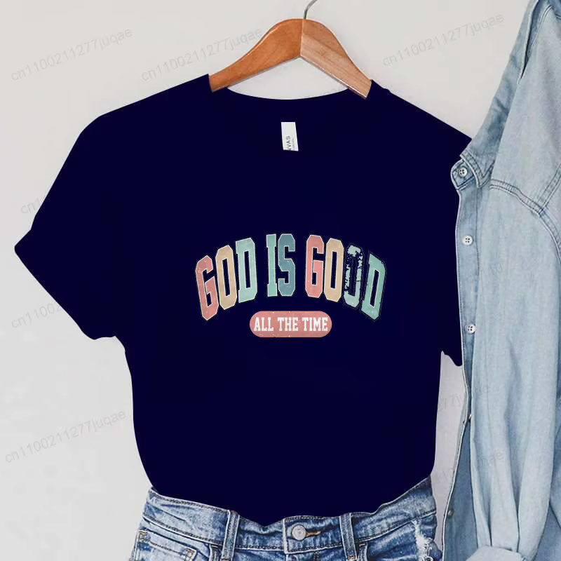 Dieu est bon tout le temps imprimer T-Shirts femmes été t-shirt verset de la Bible hauts drôles
