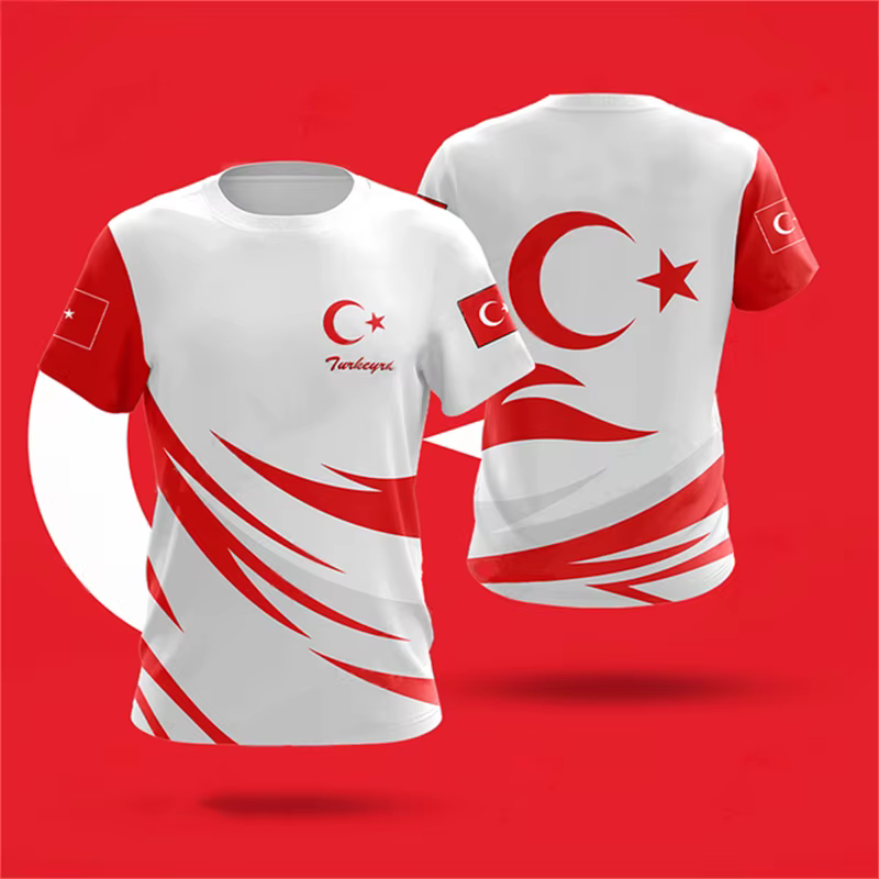 T-shirt d'été pour homme à thème drapeau turc