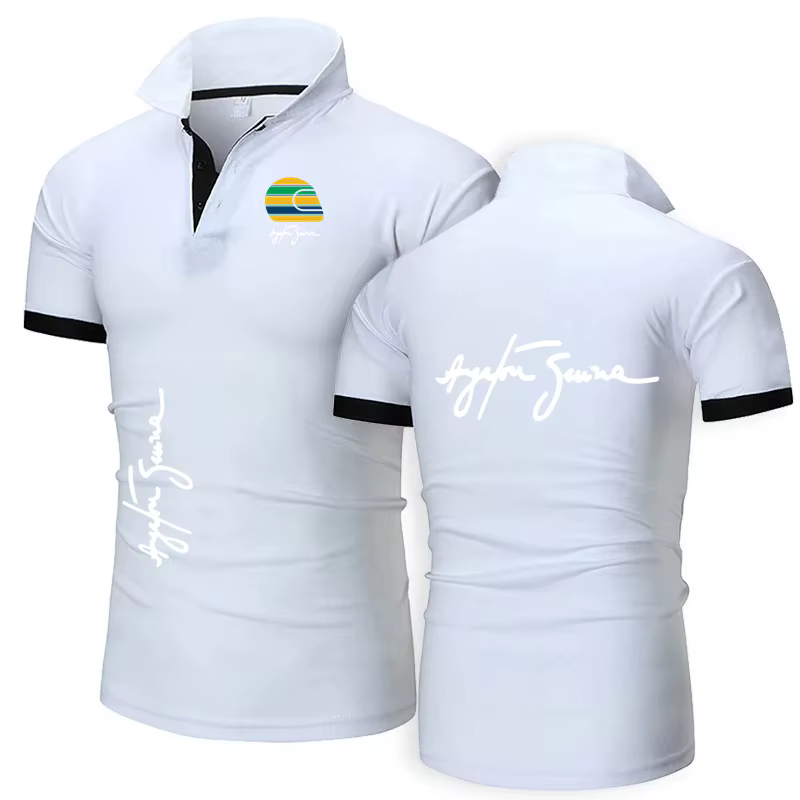 Polo de voiture Racing Ayrton Senna Hall of Fame pour hommes col rond pur F1 polos à manches courtes