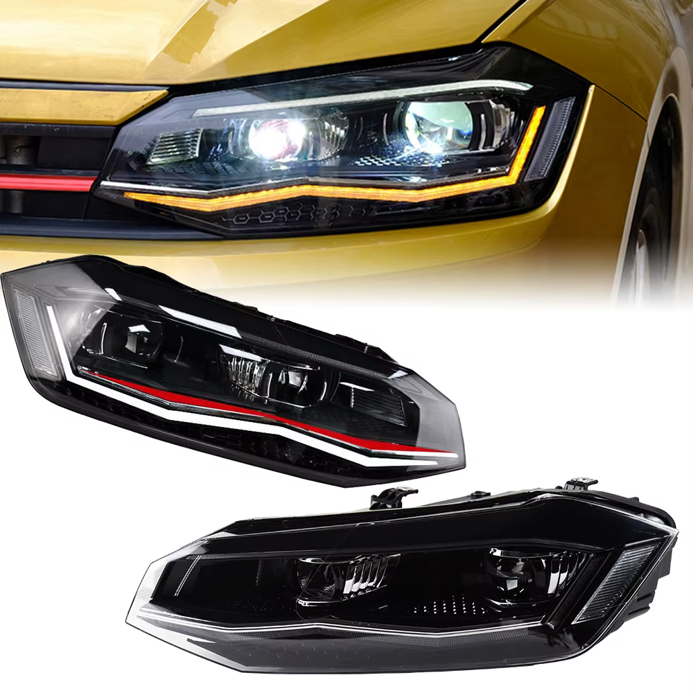 Feux de sauna pour VW POLO 2019-2022 DRL, feux de jour, phare LED, ampoule Bi SG, phares antibrouillard, accessoires de voiture