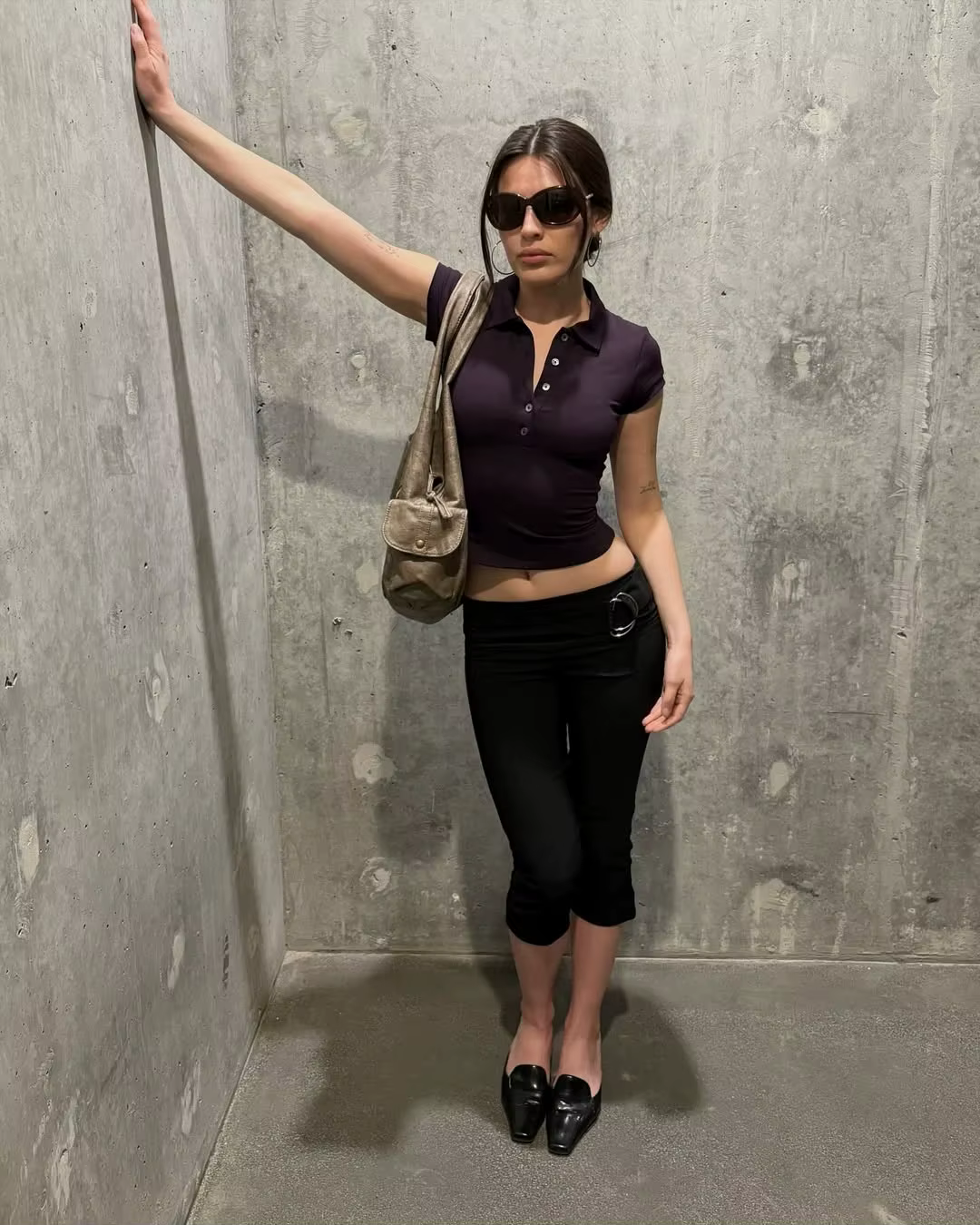 Débardeur violet Polo manches courtes polyvalent été incontournable couleur pourpre minceur coupe régulière t-shirt