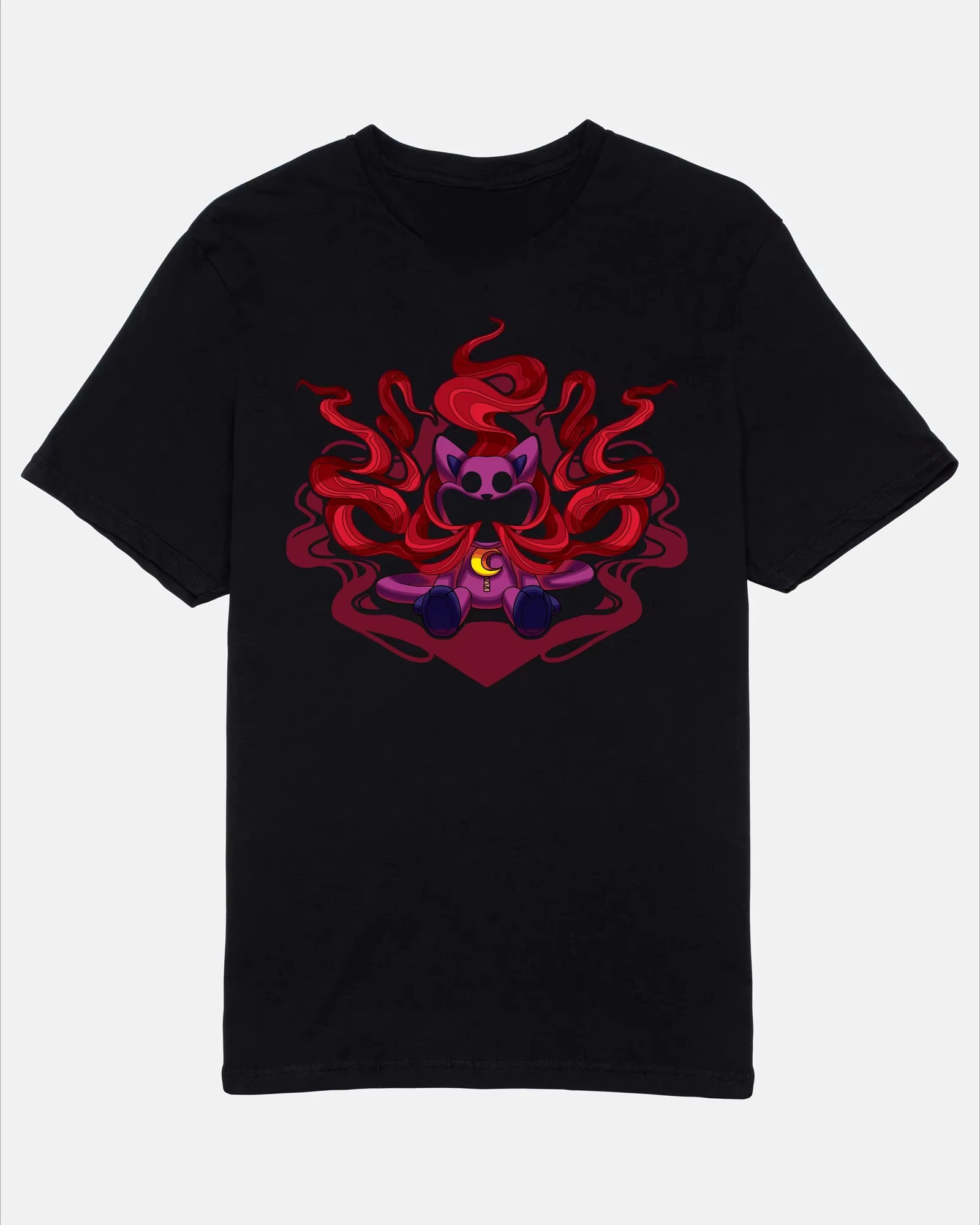 T-shirt CatNap Cartoon Moon Black Tee Poppy Game Time – Nouvelle collection été 2026 – Vêtements pour hommes et femmes