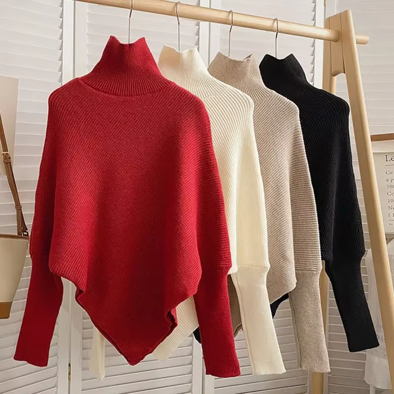 Pull Poncho en tricot asymétrique pour femmes