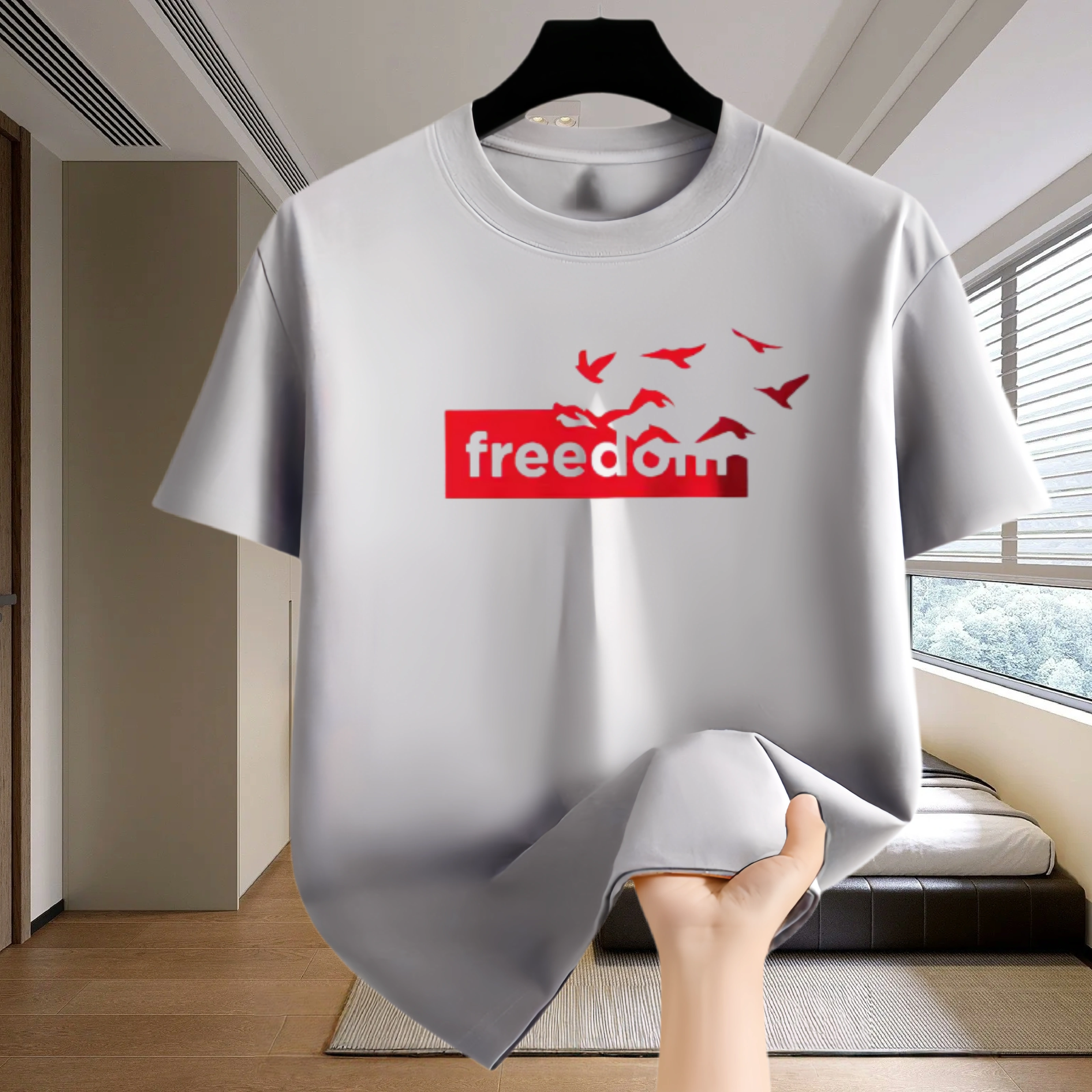 T-shirt pour homme avec imprimé - haut de sport décontracté pour le jogging et le marathon en plein air.