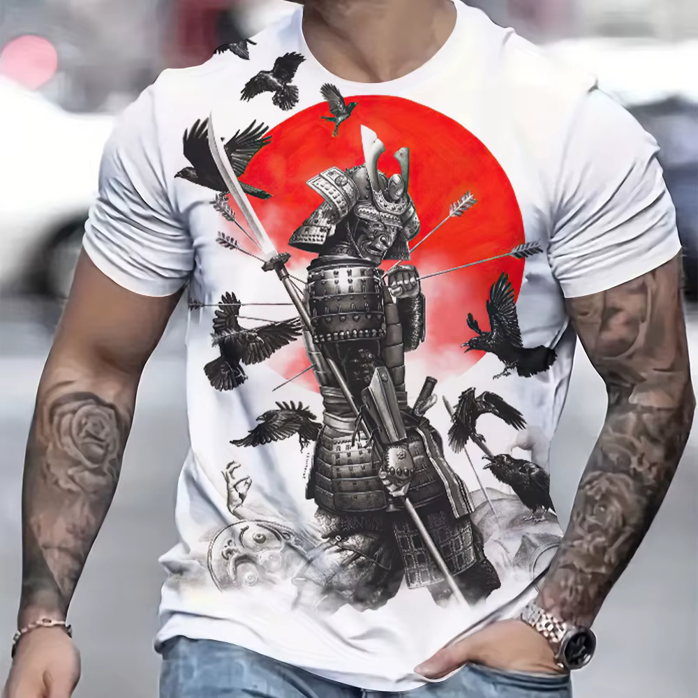 T-Shirt à Manches Courtes et Col Rond pour Homme