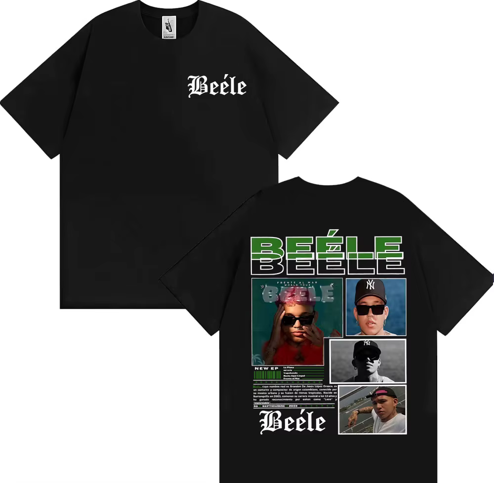 Rappeur BEELE Album Tour 2025 Merch t-shirts hommes femmes Hip Hop Pop musique rue T-shirt 100% coton surdimensionné