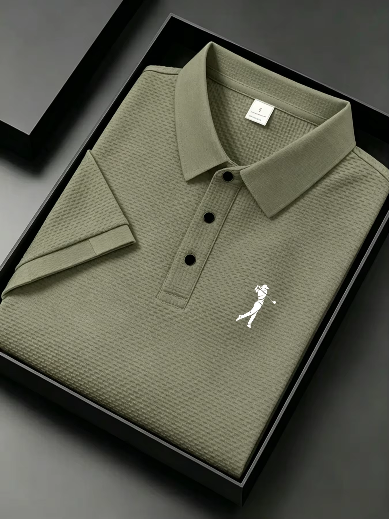 Polo jacquard pour homme avec silhouette de golfeur