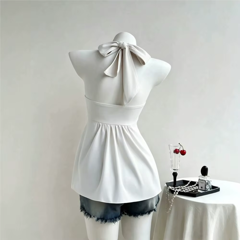Robe Halter pour femmes, sexy et plissée, sans bretelles