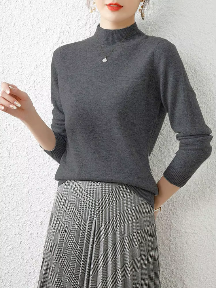 Automne hiver bas col roulé chandails femmes mode Chic Pull mince à manches longues tricoté Pulls doux chaud