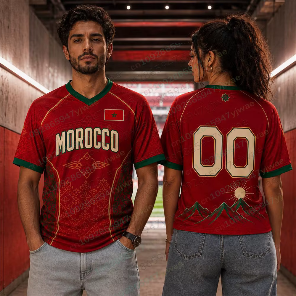 Maillot de football du Maroc pour hommes, femmes et jeunes fans – T-shirt respirant tendance streetwear pour l'été