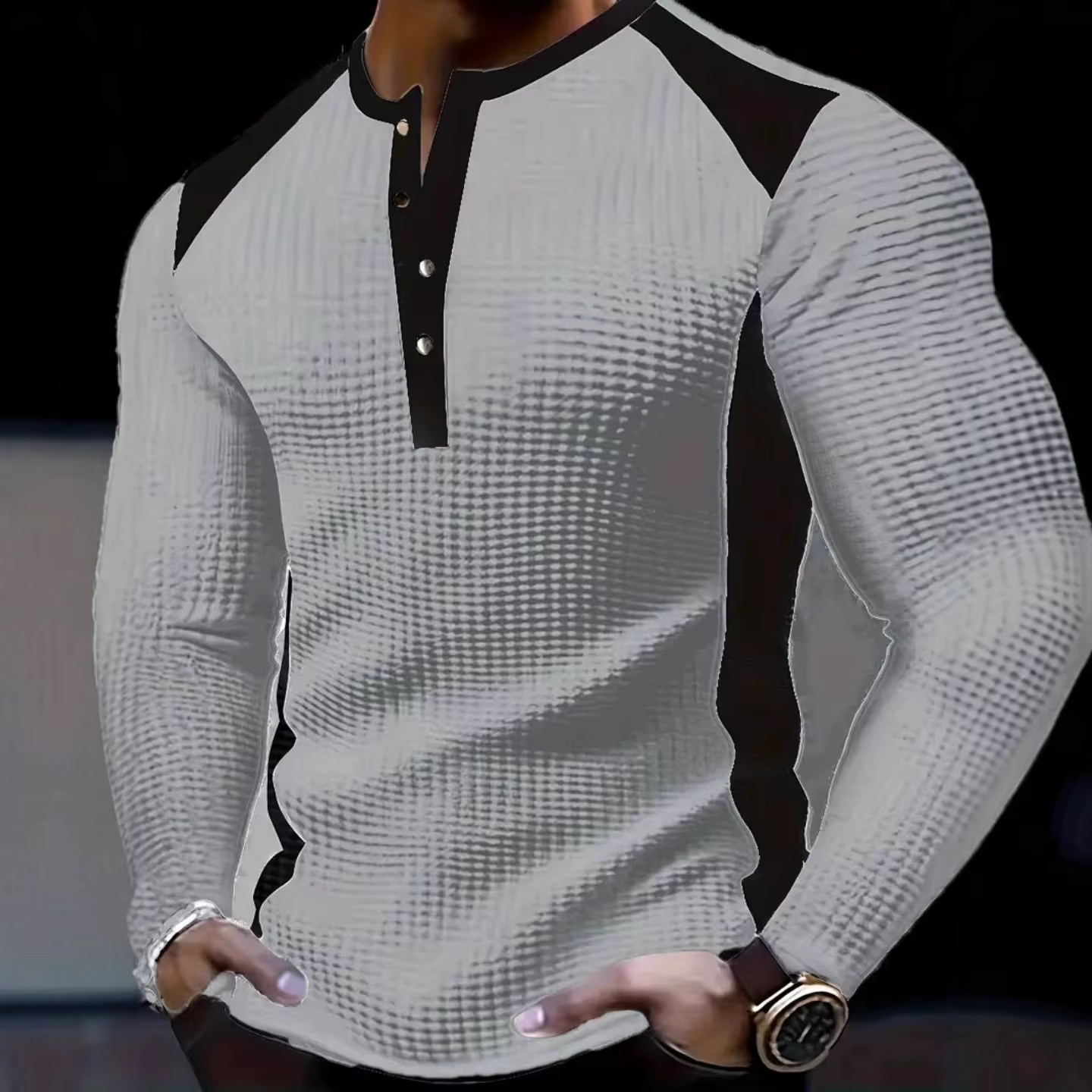 T-shirt à manches longues et col haut pour hommes