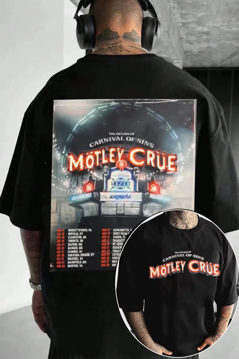 Nouveau T-shirt graphique Motley Crue 2026 pour hommes et femmes