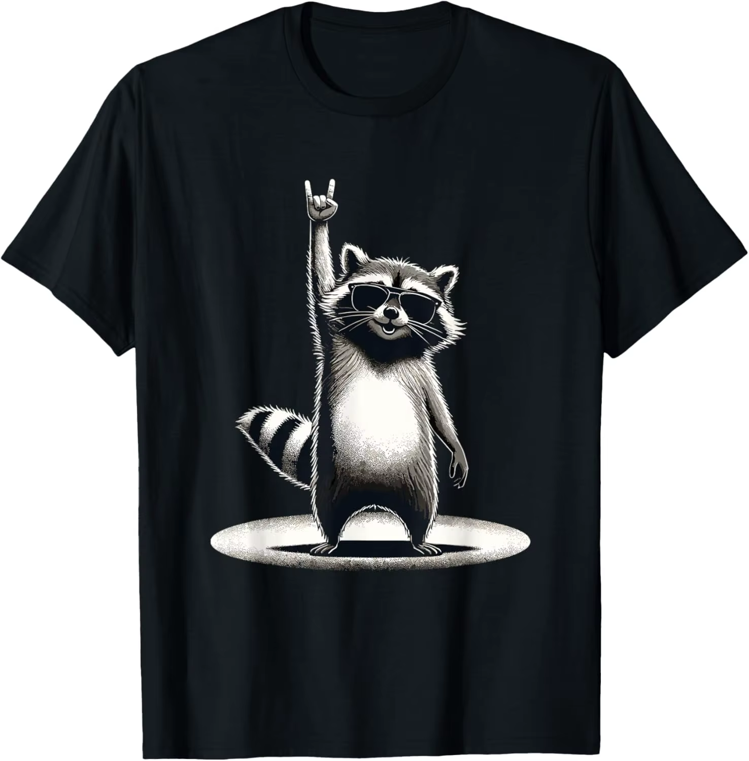 T-shirt graphique imprimé raton laveur rétro pour hommes et femmes