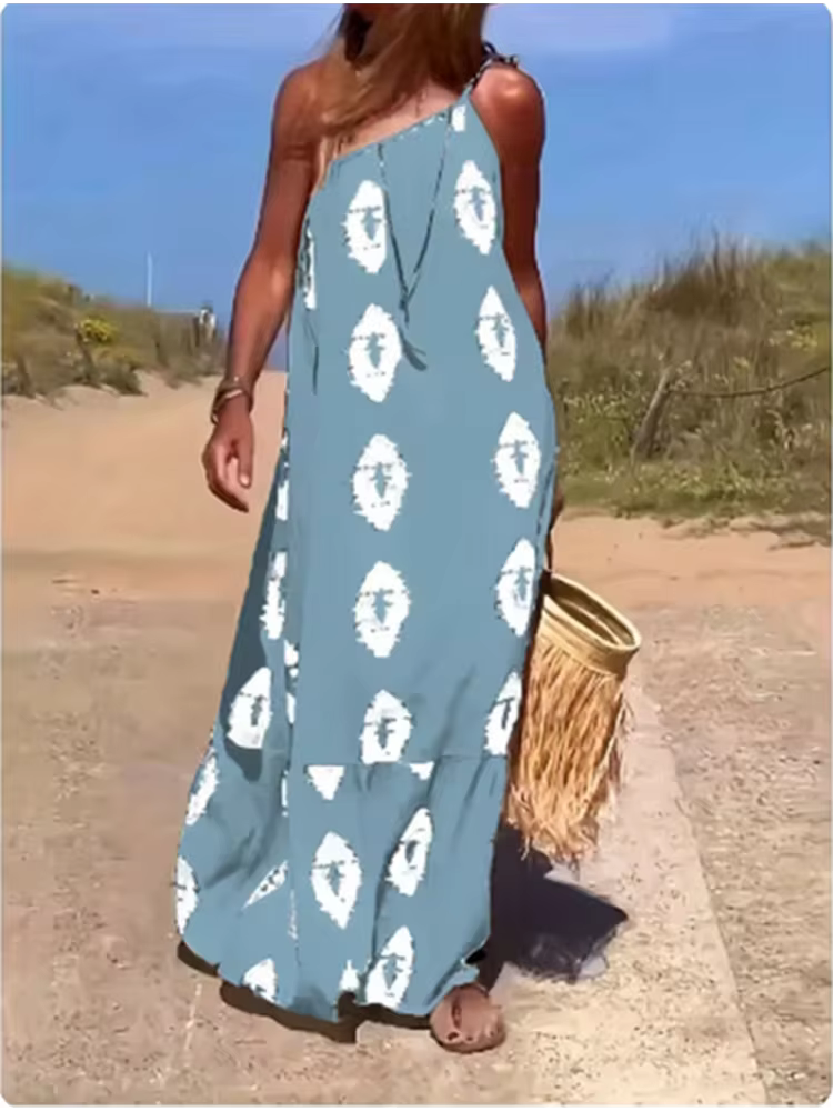 Robe à épaules inclinées sans manches pour femmes