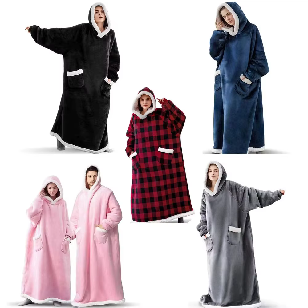 180 cm de Long couverture d'hiver avec manches en peluche polaire portable canapé