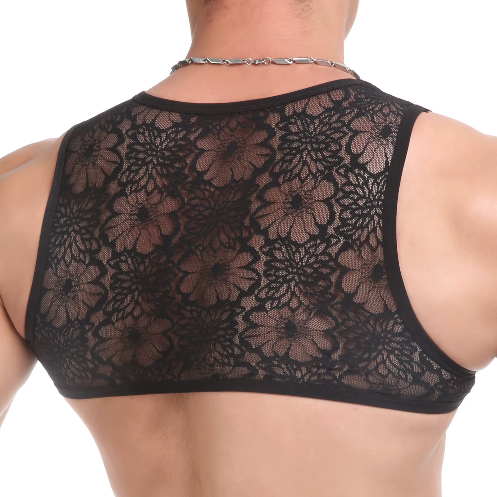 Hommes dentelle pure culture hauts gilet sans manches Crossdressing homme Sissy soutiens-gorge court débardeur entraînement musculaire Fitness Singlet