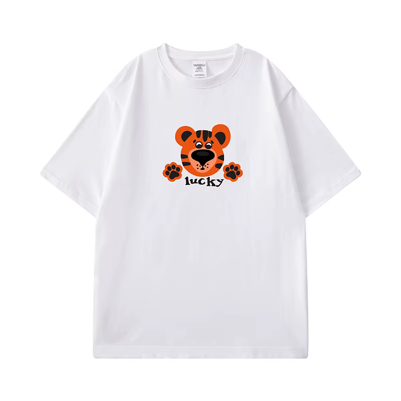 T-shirts d'été imprimés graphiques de tigre de dessin animé pour hommes