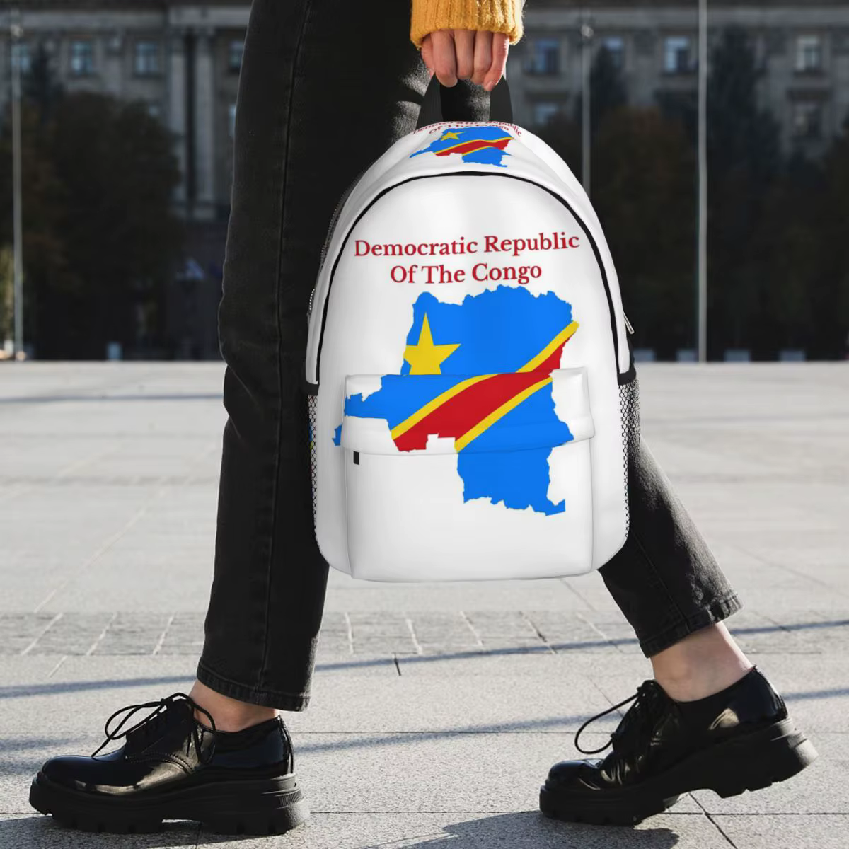 République démocratique du Congo drapeau carte sac à dos étudiant garçon fille BookBag enfants sac d'école ordinateur sacs à bandoulière pour hommes femmes