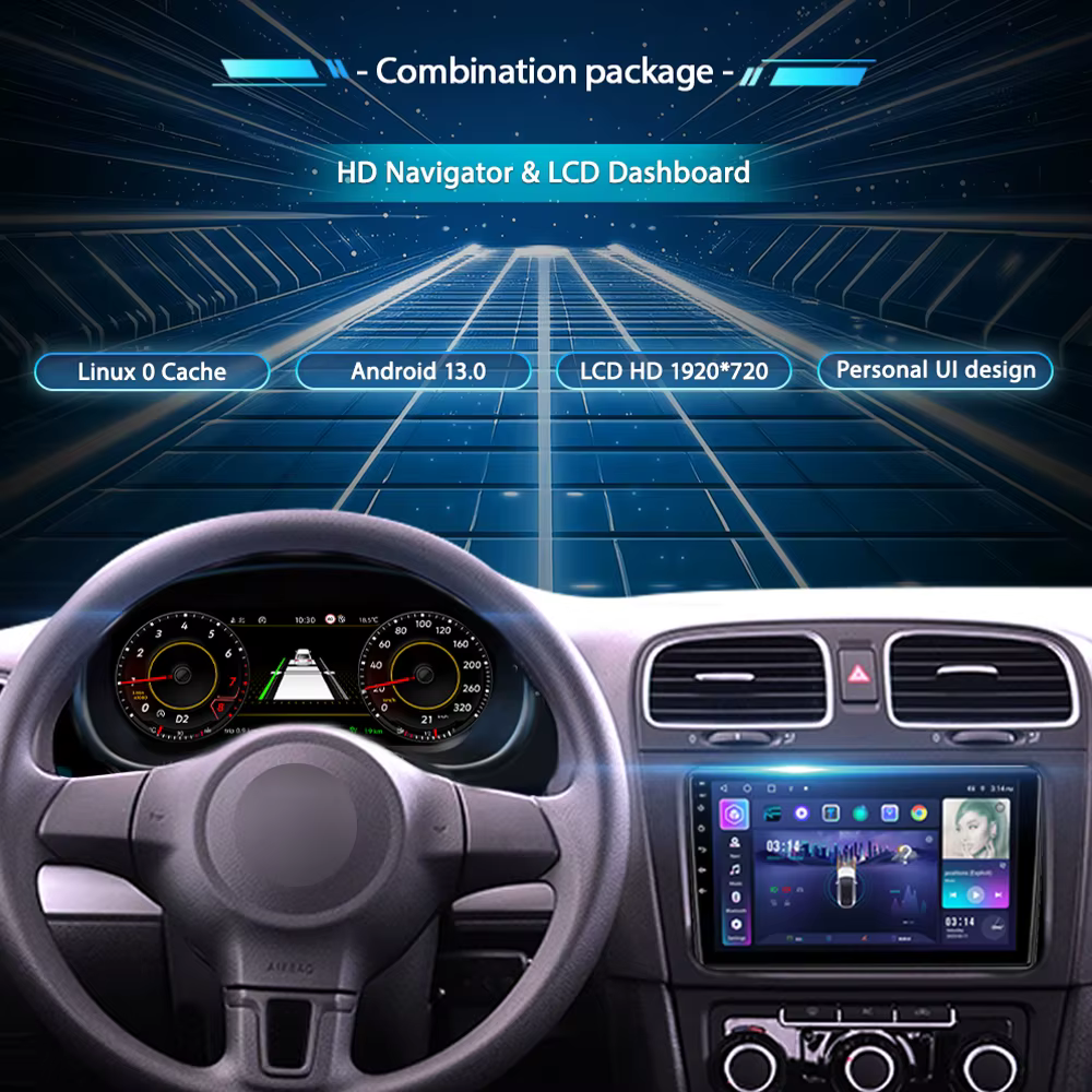 Tableau de bord numérique LCD Prelingcar de 10,25 pouces pour Volkswagen Polo 2011-2019, panneau d'instruments, compteur de vitesse