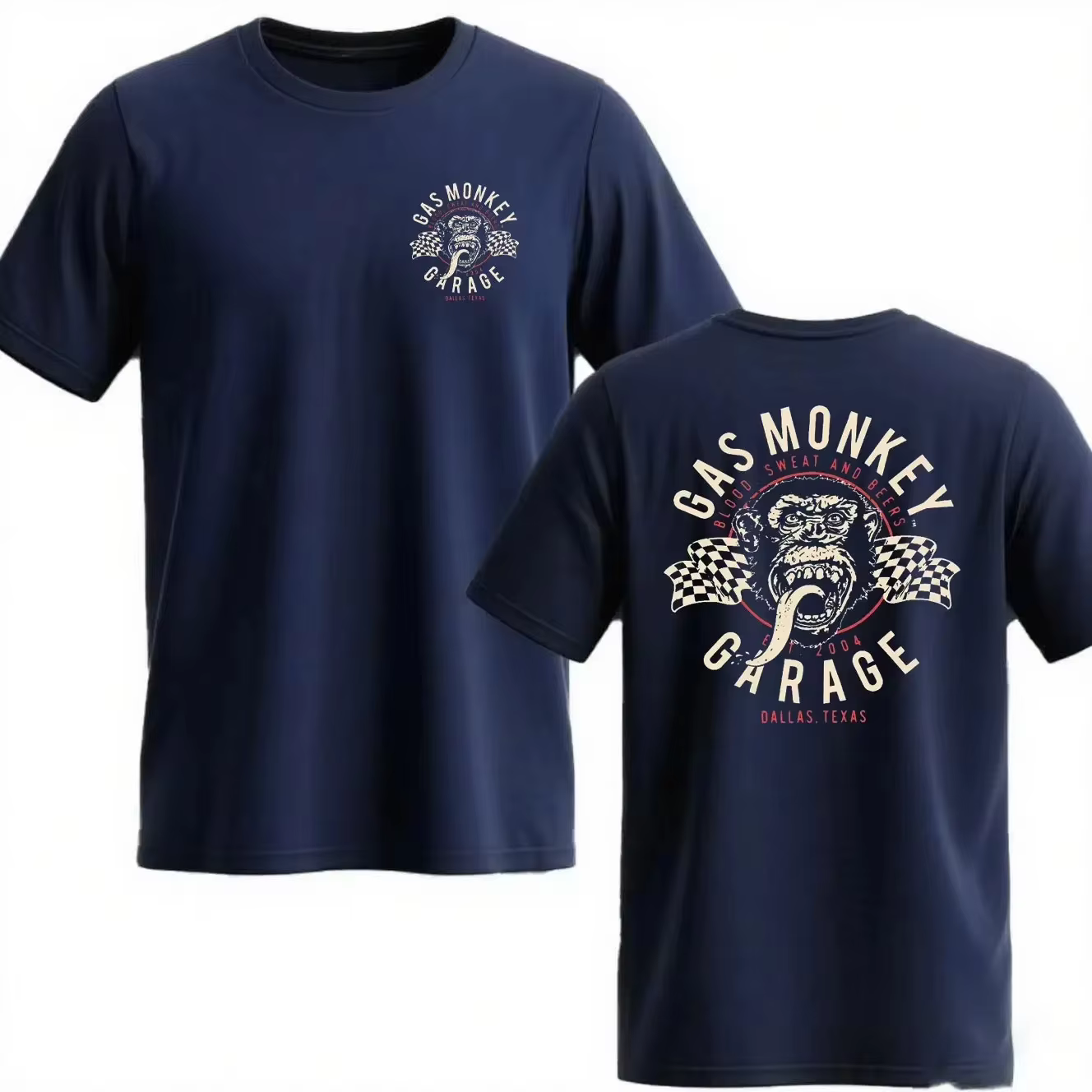 Nouveau T-shirt Homme Double Face en Coton Essentiel Gas Monkeys Garage Été 2026 – Collection Incroyable