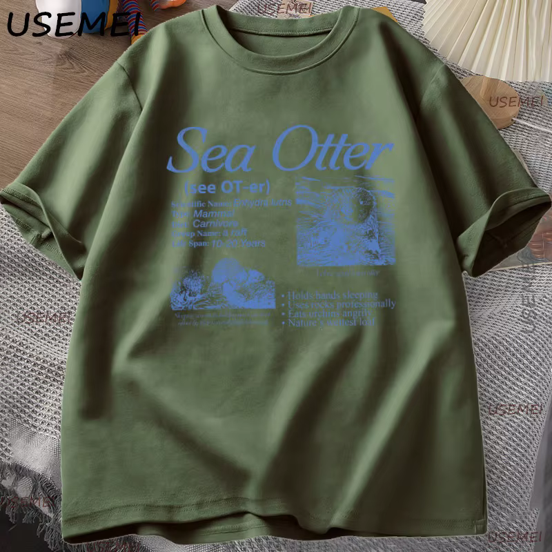 Sea Otter Vintage 90s T-Shirt graphique hommes femmes rétro faits d'animaux informations