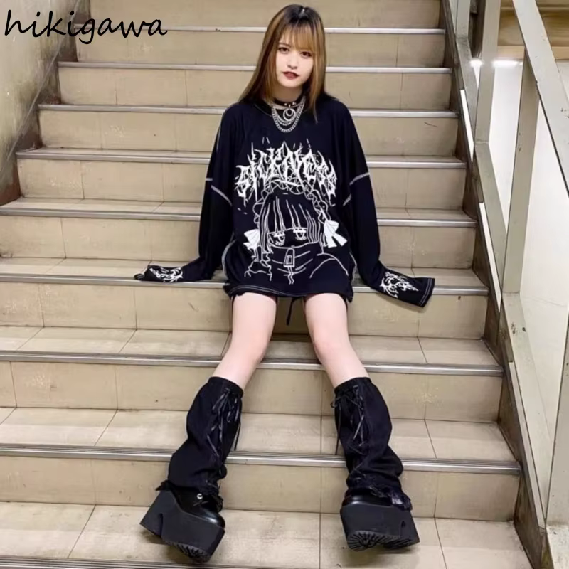 Streetwear T-shirts Femmes Vêtements Imprimé Manches Longues