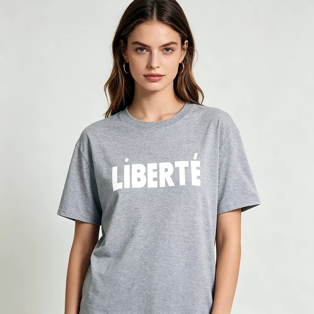 Liberte lettres françaises impression femme élégant à manches courtes t-shirts été ample coton décontracté hauts Ins