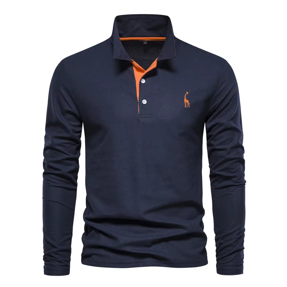 Polo Brodé de Cerf à Manches sulfpour Homme