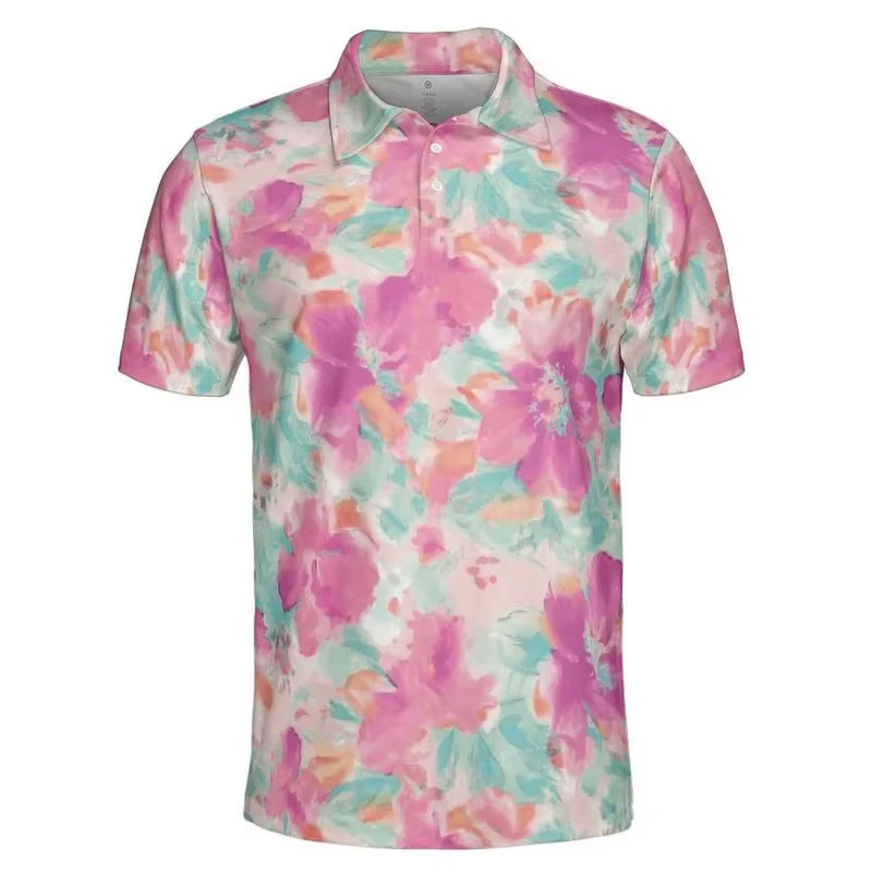 Polo en fleurs de cerisier roses pour hommes