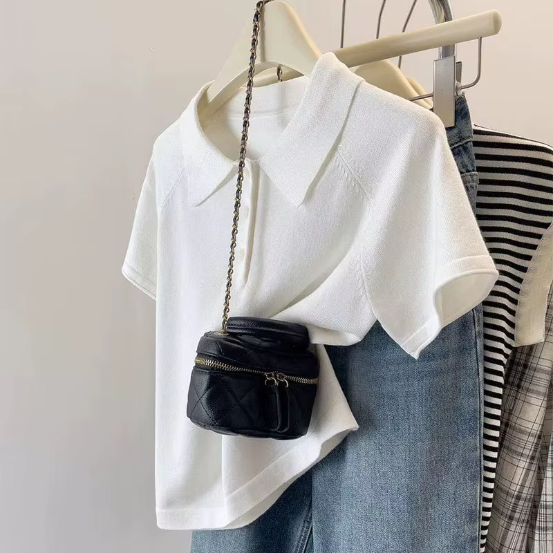 Pulls à manches courtes en tricot pour femmes