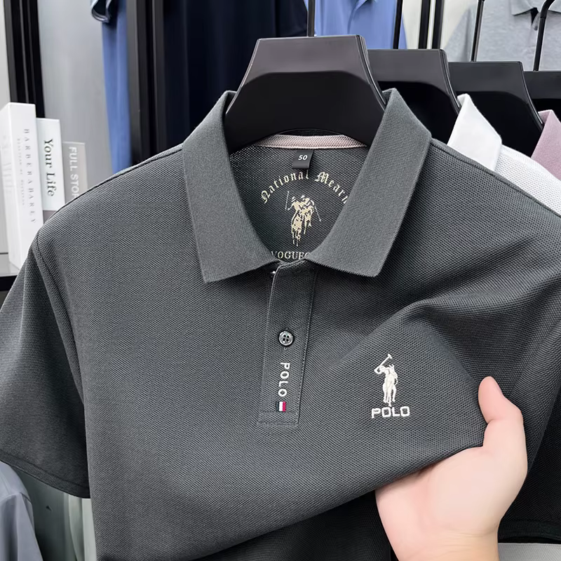 Marque de luxe à manches courtes mercerisé coton polo shirt été nouveau hommes d'affaires t