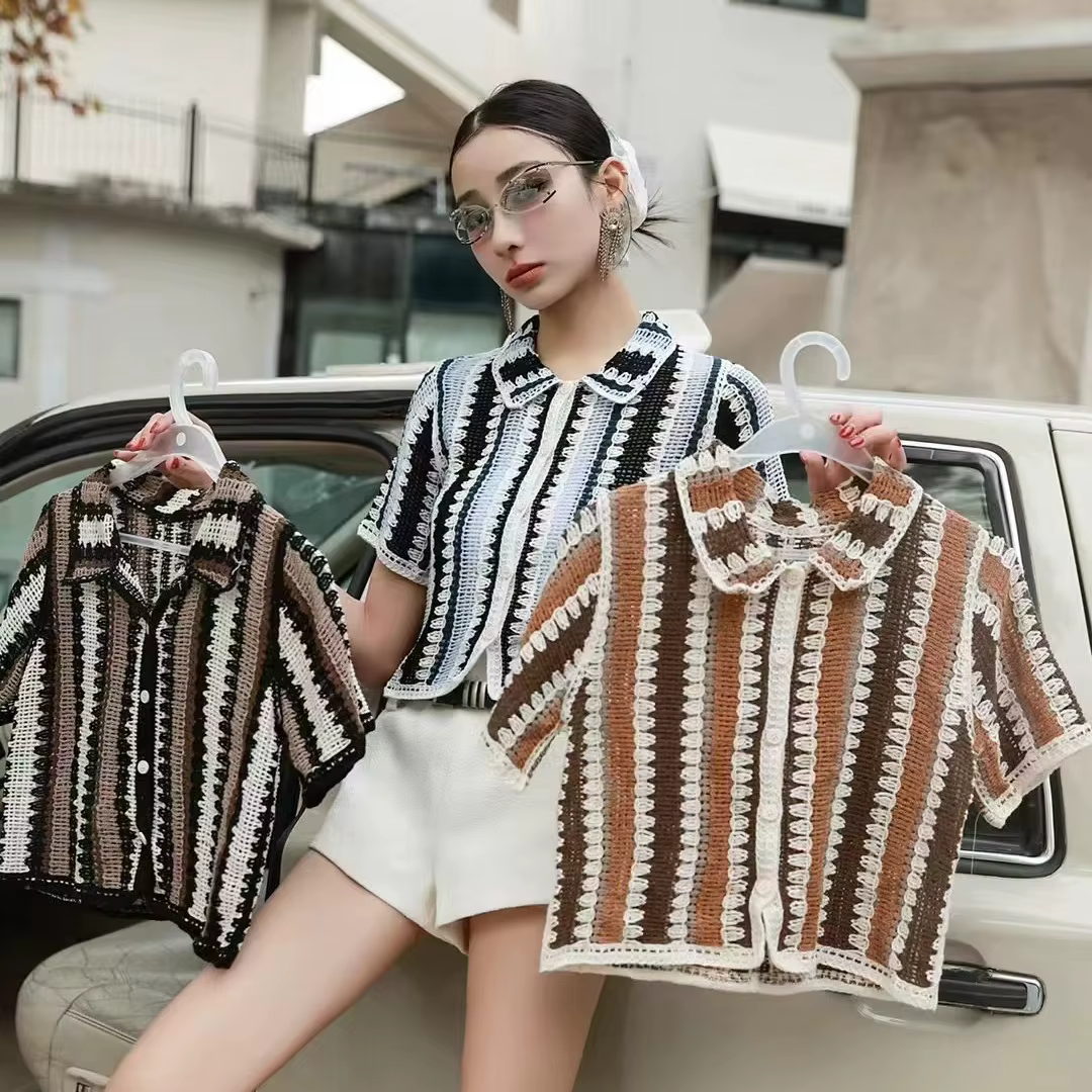 Chemise rayée au Crochet